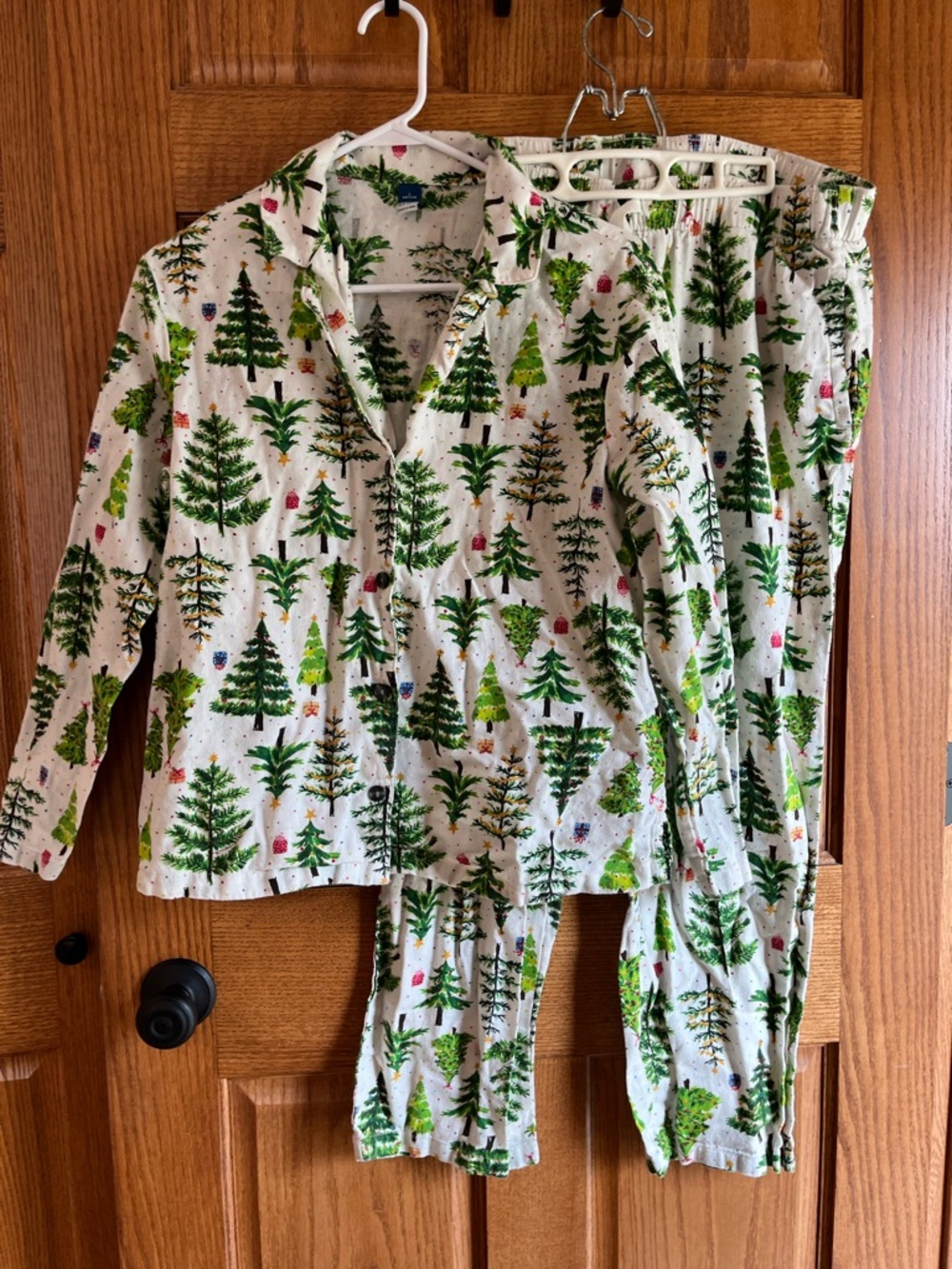 Christmas Tree Print Pajama Set, Size Large Petite Old Navy Flannel